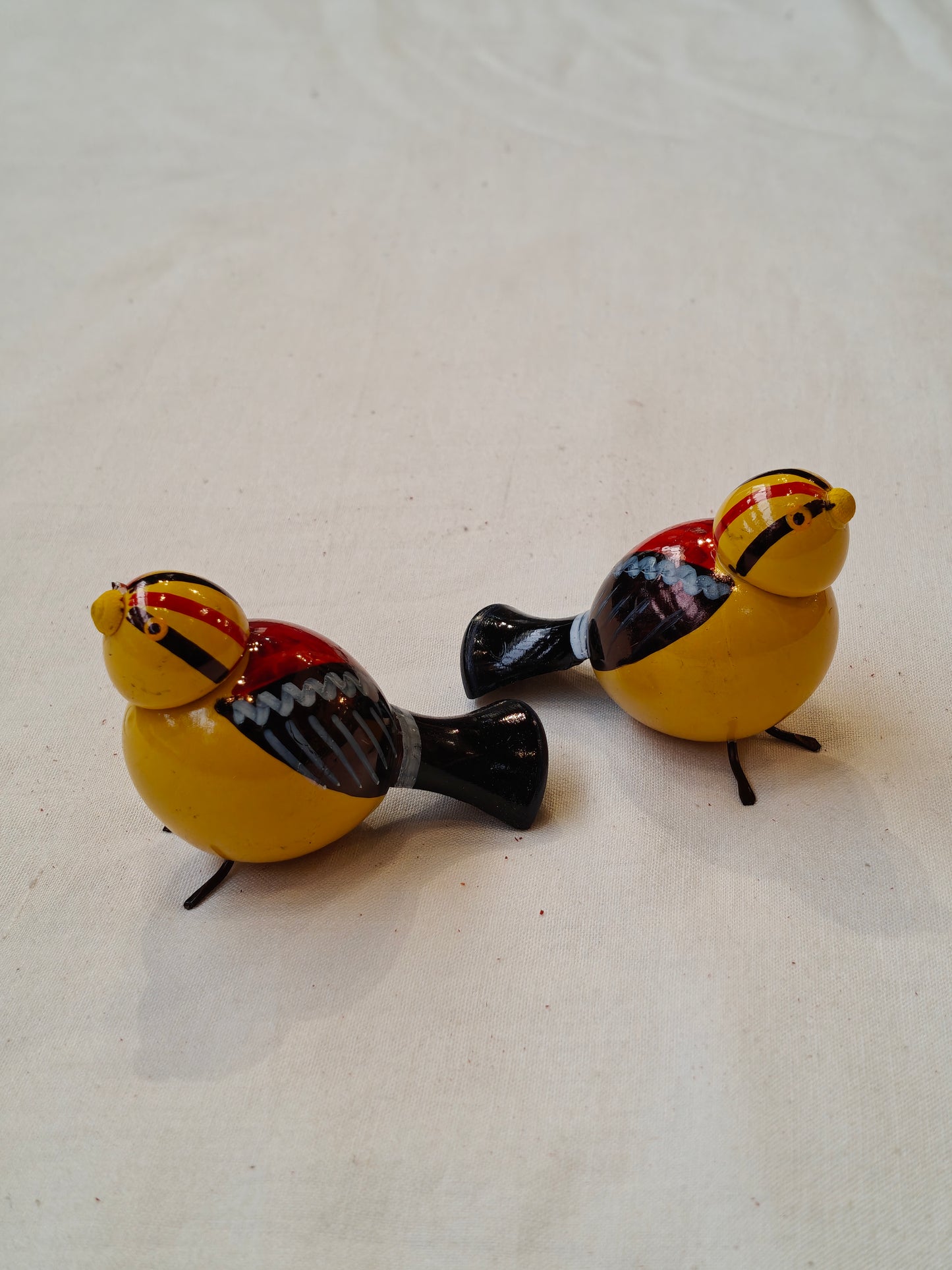 Colourful hand-painted, handcrafted wooden birds - color options available