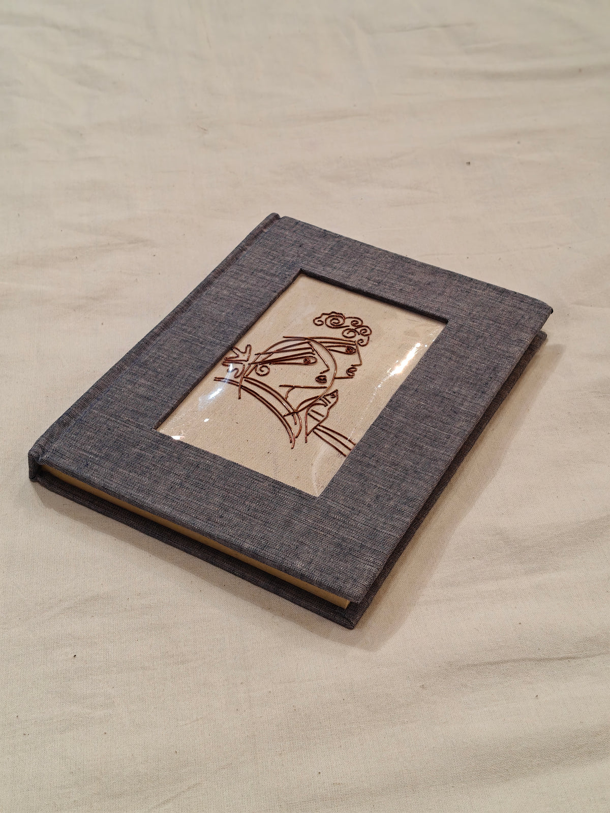 Copper line art covered handmade paper notebook - handcrafted gifts - designs and colors available