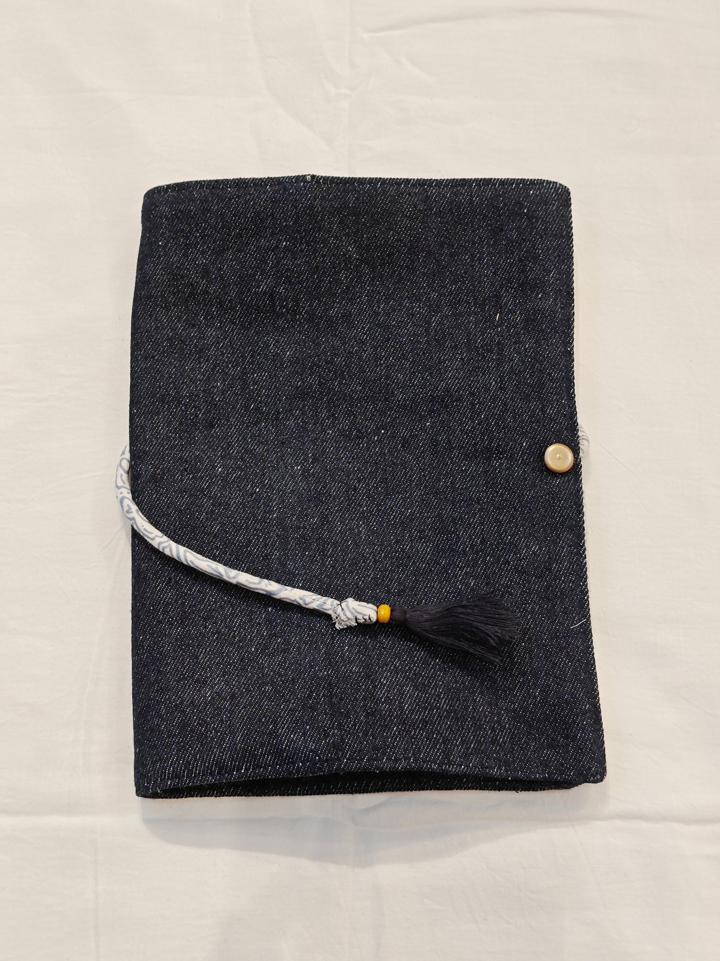 Denim with floral prints handcrafted fabric stationery organizer - for pens, brushes, pencils