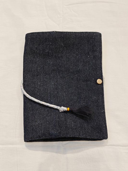 Denim with floral prints handcrafted fabric stationery organizer - for pens, brushes, pencils