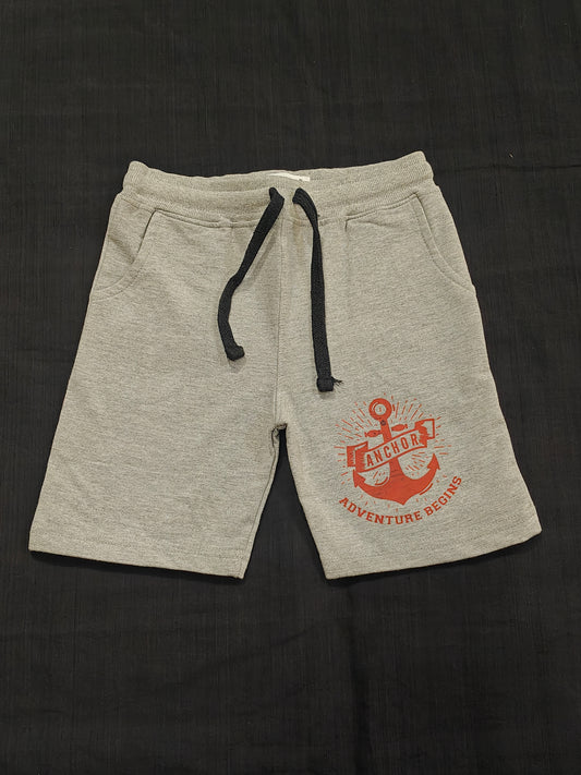 Grey cotton knit shorts with Anchor print