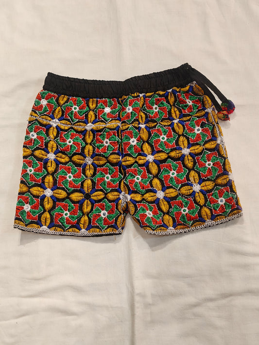 Colorful kutch work embroidered shorts for children