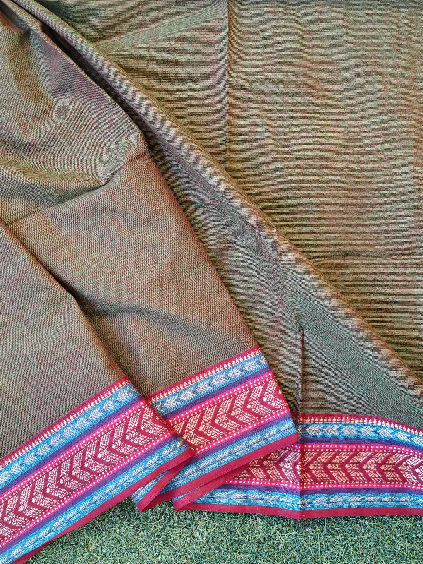Narayanpet cotton unstitched blouse piece with borders - return gifts for pooja