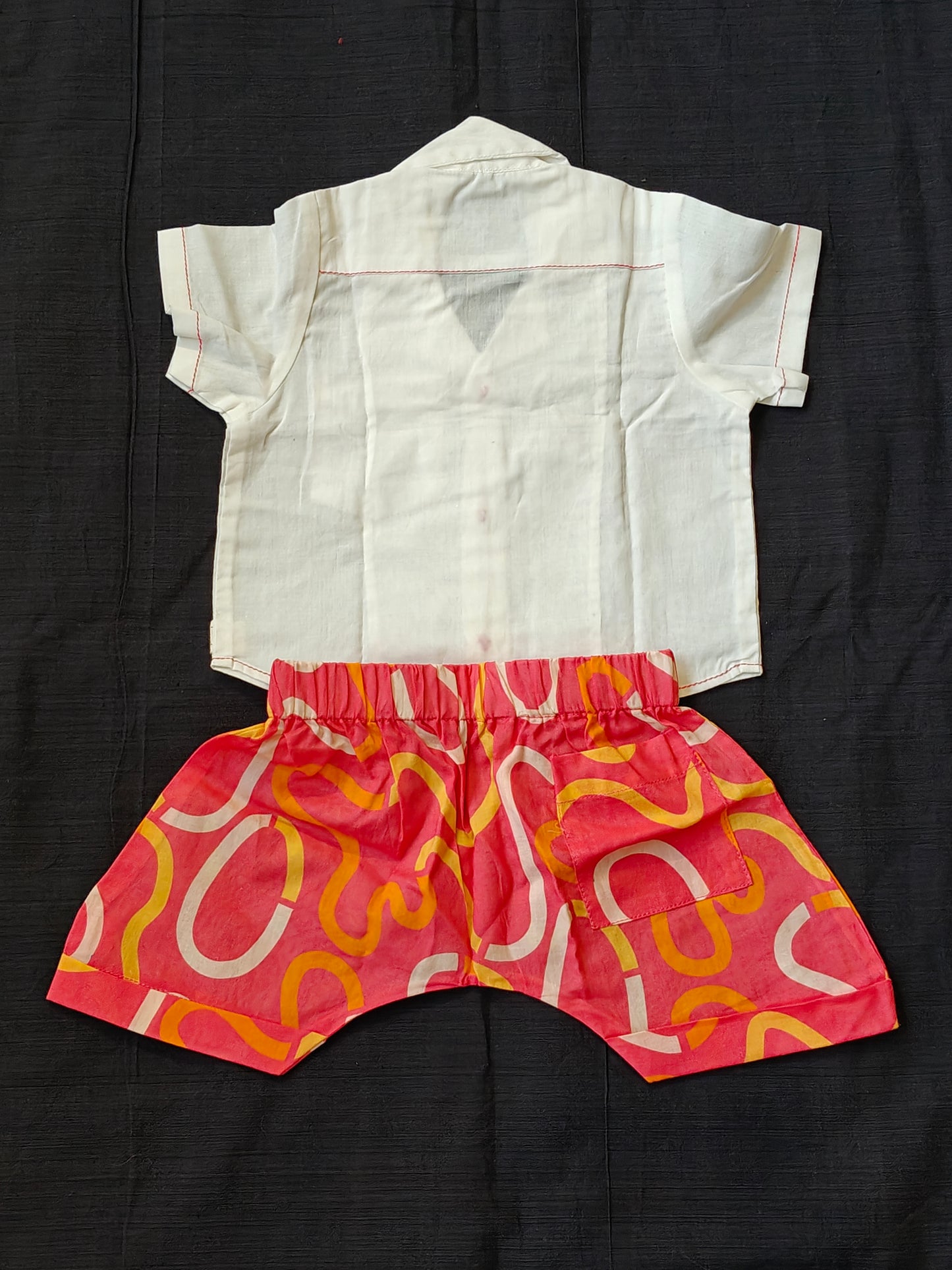 White cotton shirt with pink shorts - Infant co-ord set