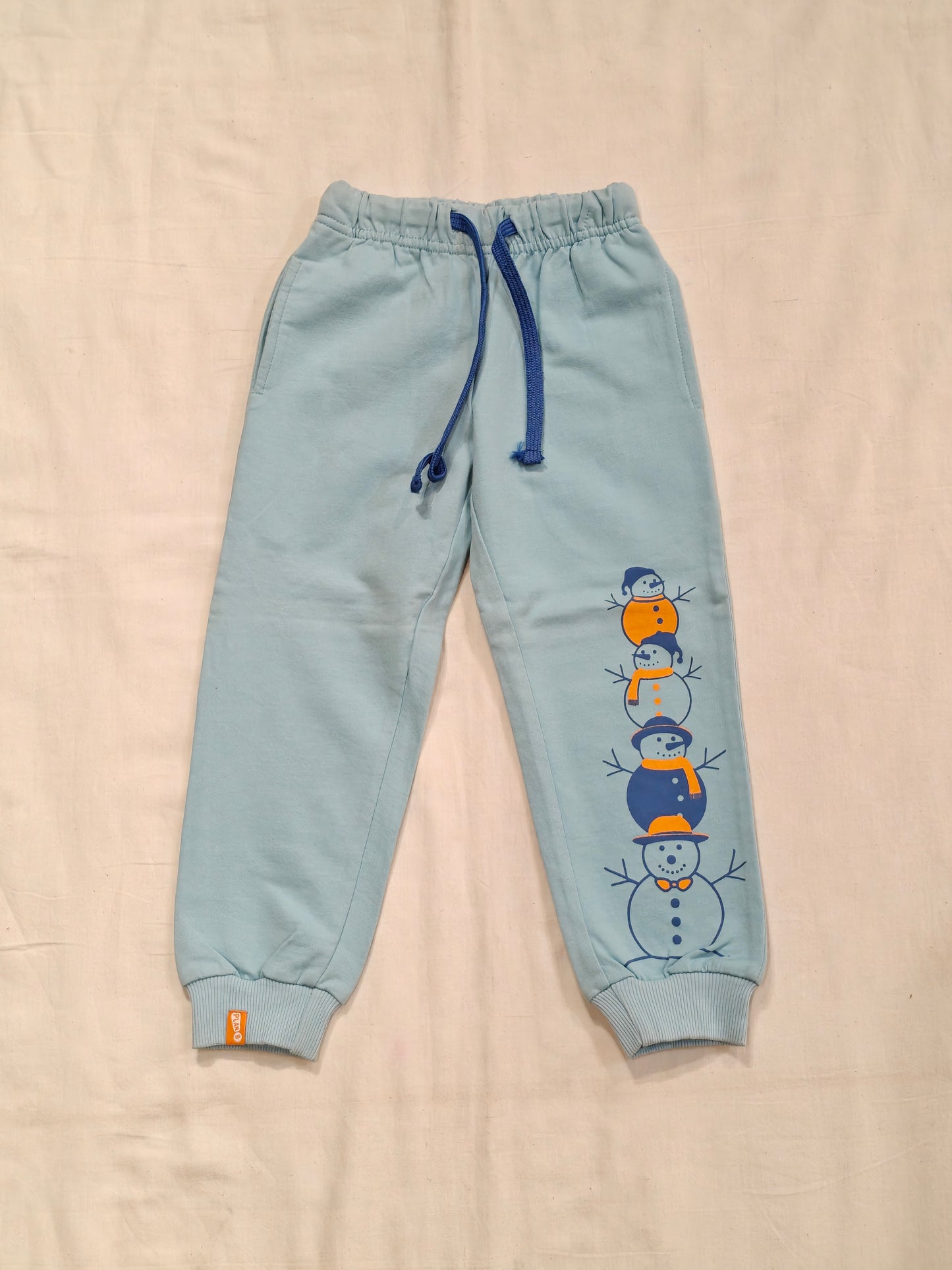 Light blue cotton jogger with snowmen print for boys