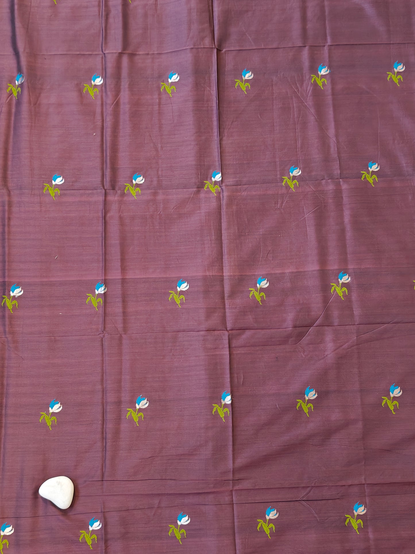 Brown flower meenakari buti handloom silk unstitched blouse piece