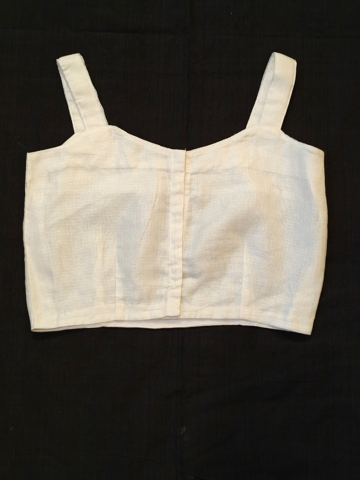 Off white kota silk strap sleeves blouse- back open