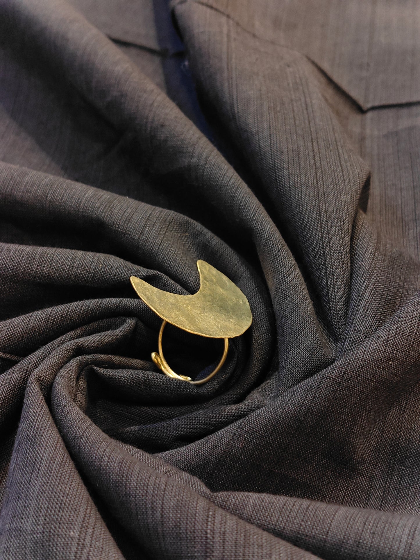 Crescent Moon design finger ring handcrafted in brass