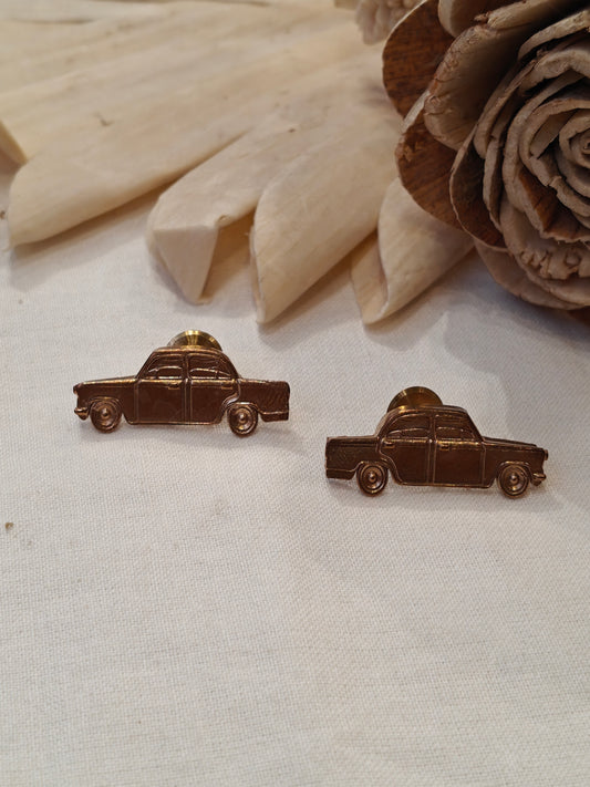 Car shaped brass stud earrings