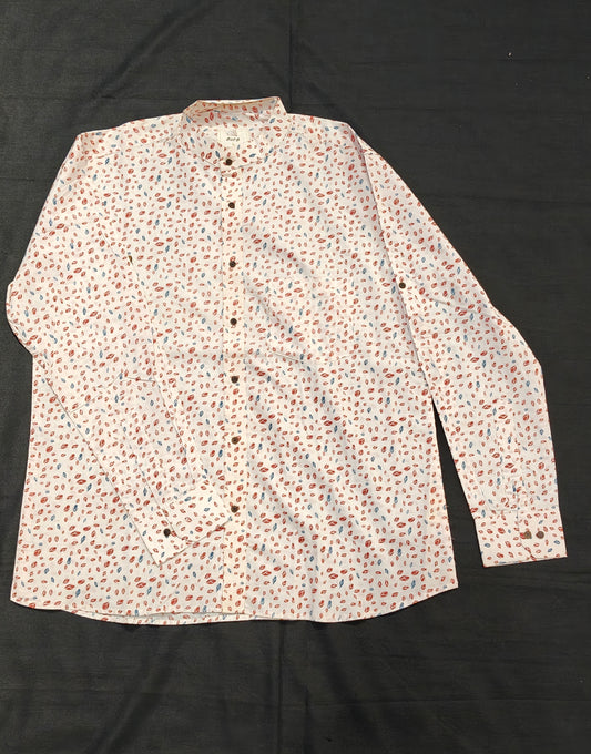 White printed long sleeved shirt for men