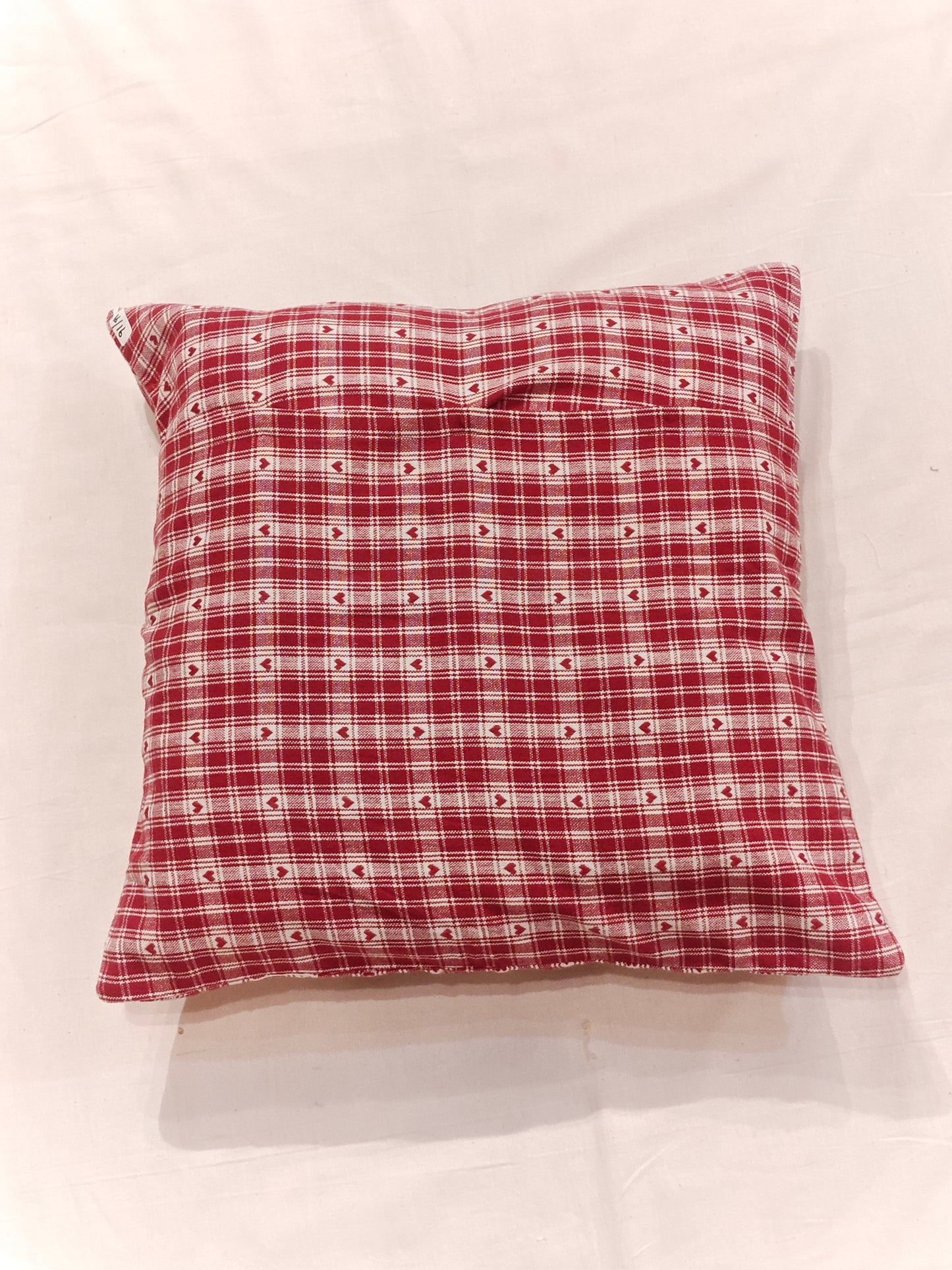 Red and white checkered with Applique heart in centre - cushion cover