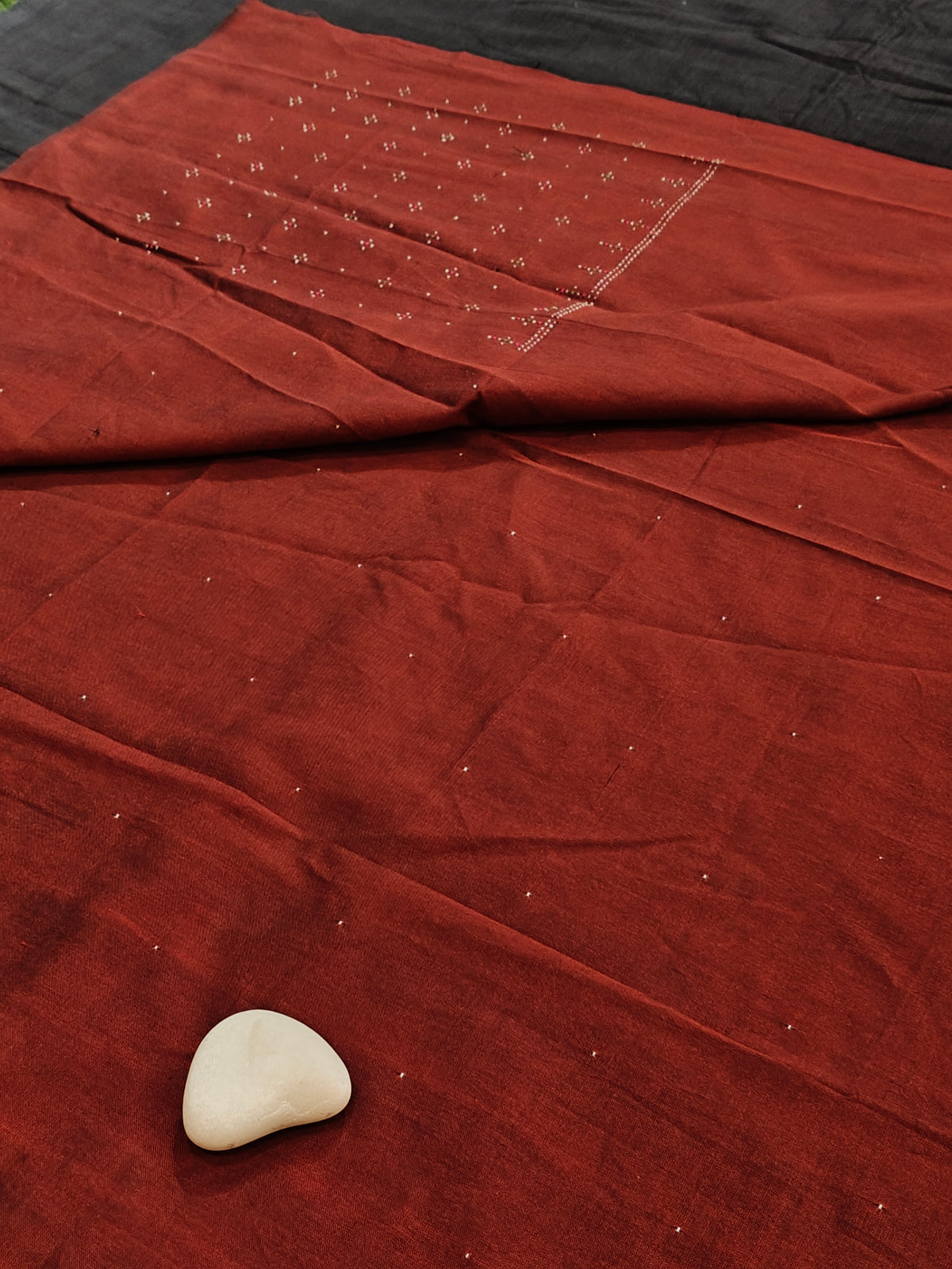 Maroon Tangaliya handloom cotton unstitched blouse piece