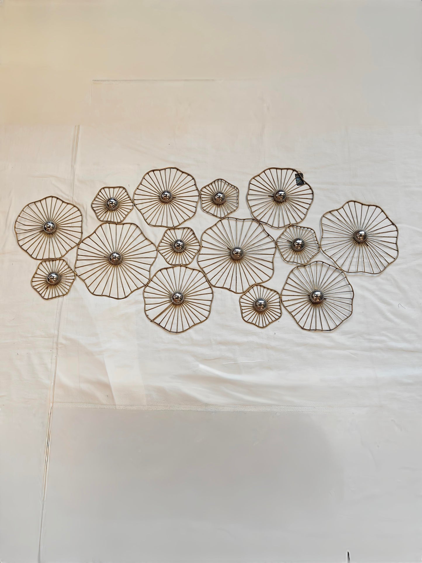 Brass toned lotus leaves wall decor  - handcrafted iron decor
