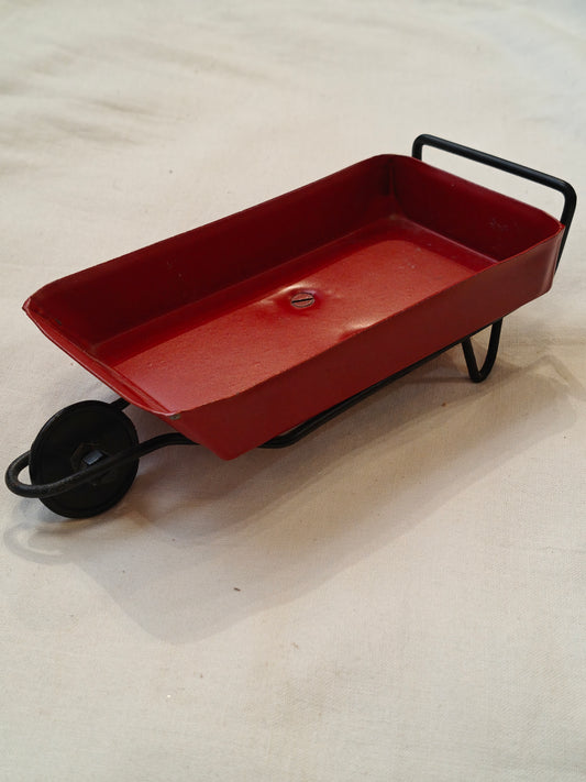 Red wheel barrow server - quirky table decor