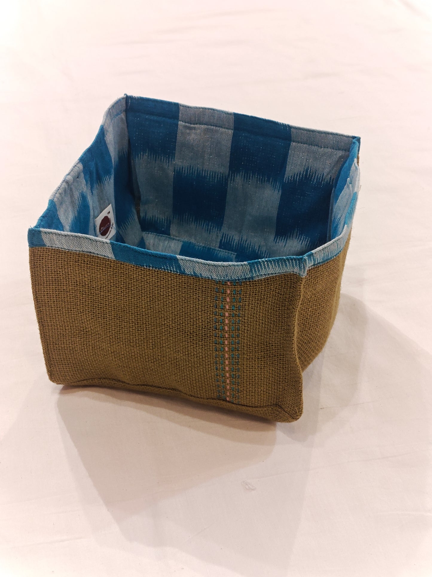 Jute and cotton hand crafted reversible organizer