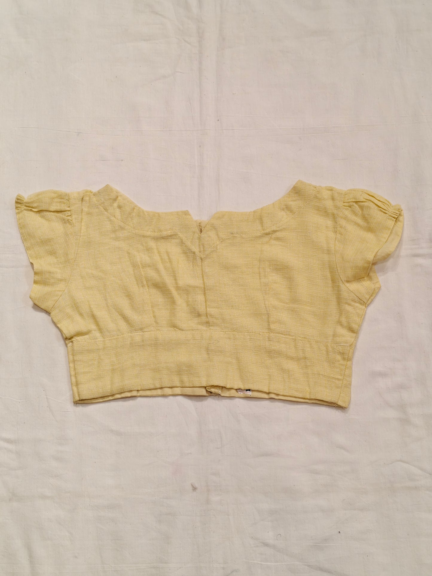Yellow kota cotton short sleeves cotton blouse