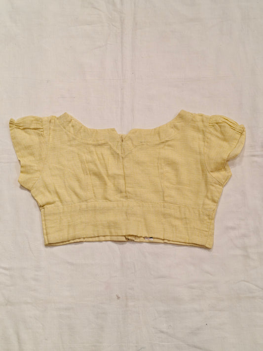 Yellow kota cotton short sleeves cotton blouse