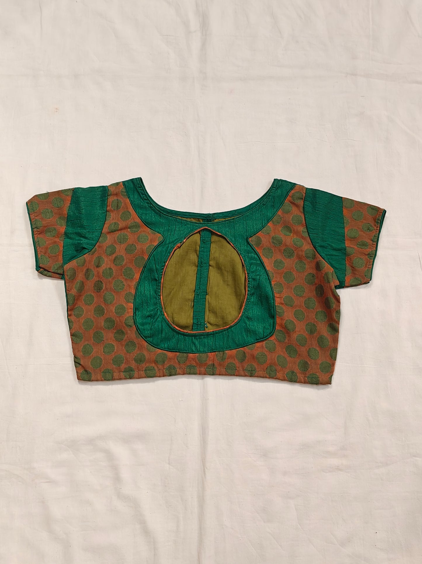 Green and orange circles design shirt sleeves blouse