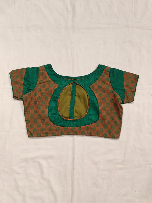 Green and orange circles design shirt sleeves blouse