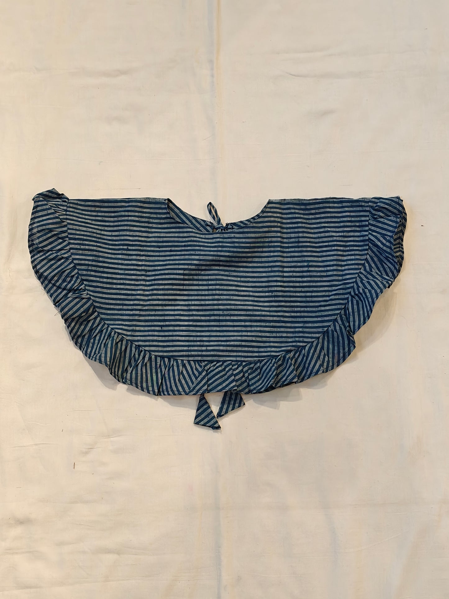 Indigo natural dyed striped poncho style cotton handloom top and skirt coord set for girls
