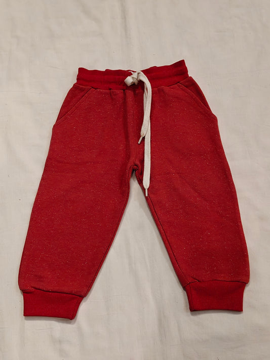 Plain red cotton joggers for children