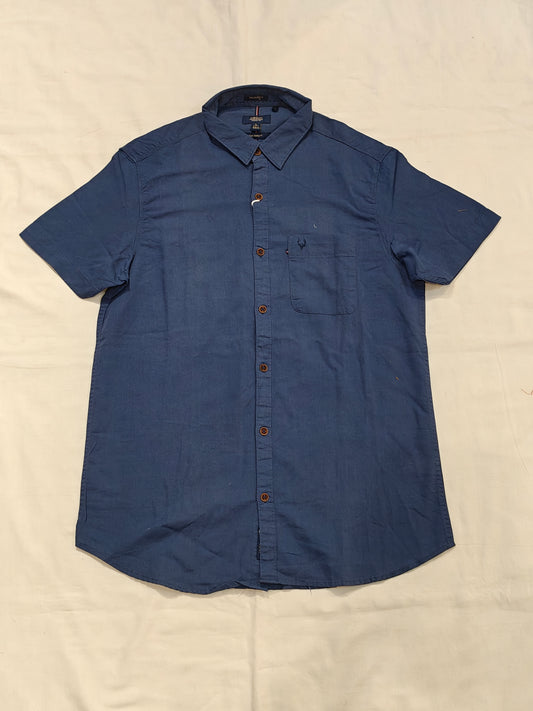 Plain dark blue half sleeved men's shirt