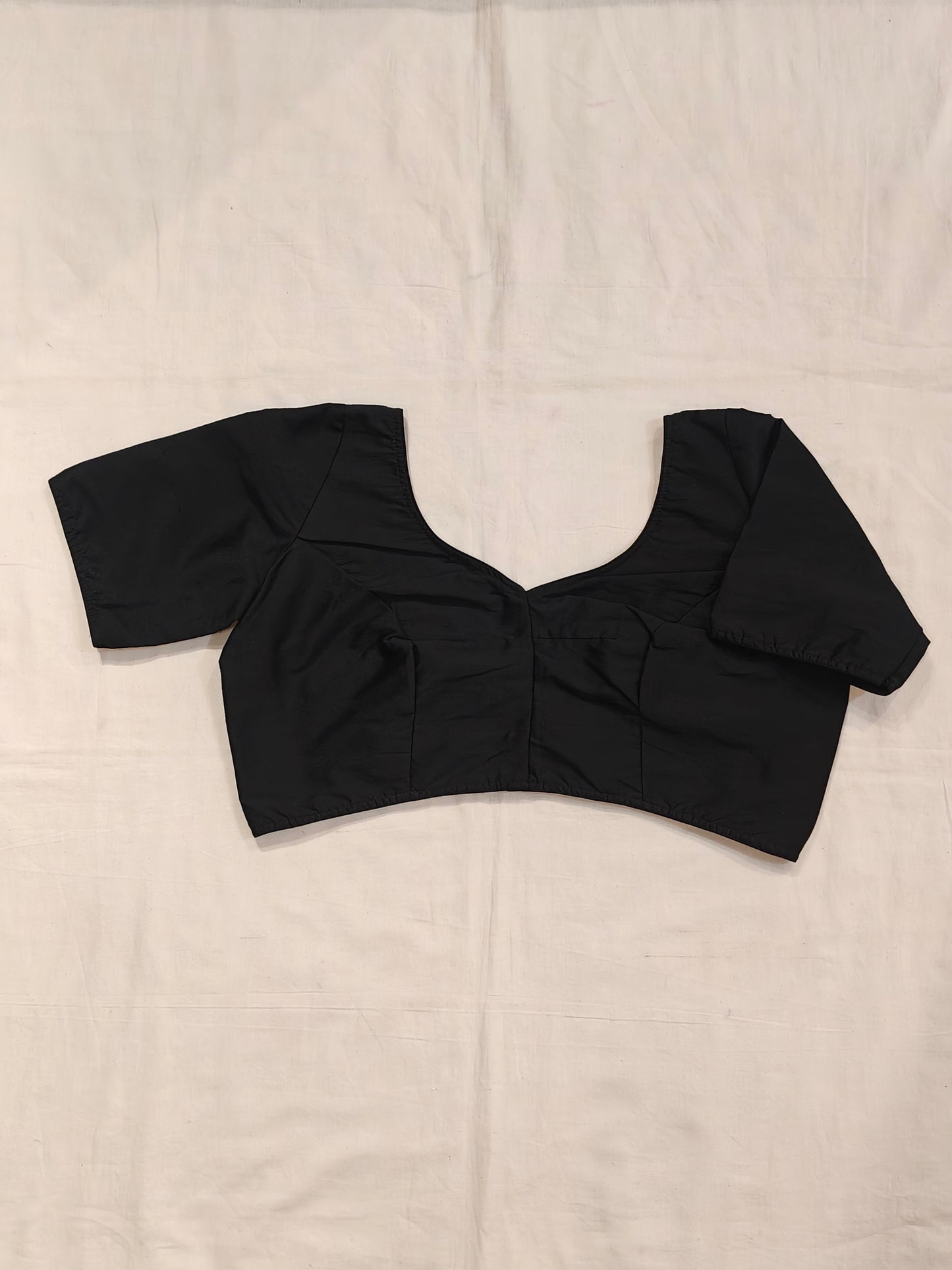 Floral Hand embroidery on black silk blouse
