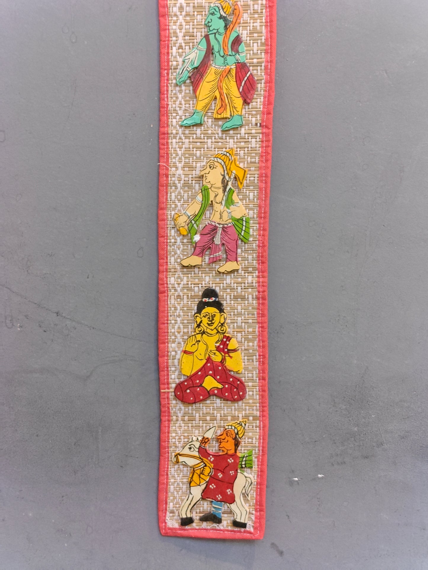 Dashavatar wall hanging - handcrafted wooden cutouts on jute mat