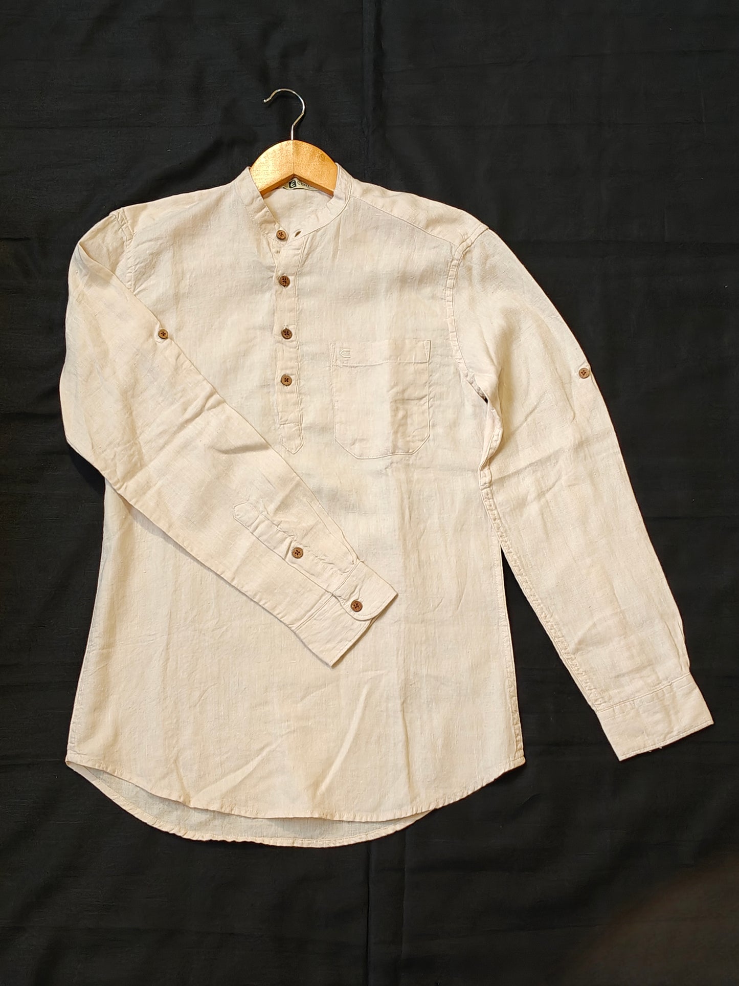 Off white eco friendly hemp short kurta for men