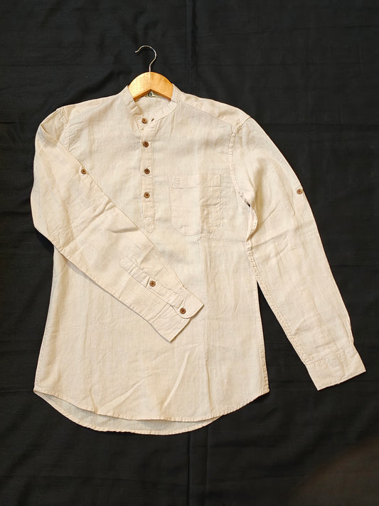 Off white eco friendly hemp short kurta for men