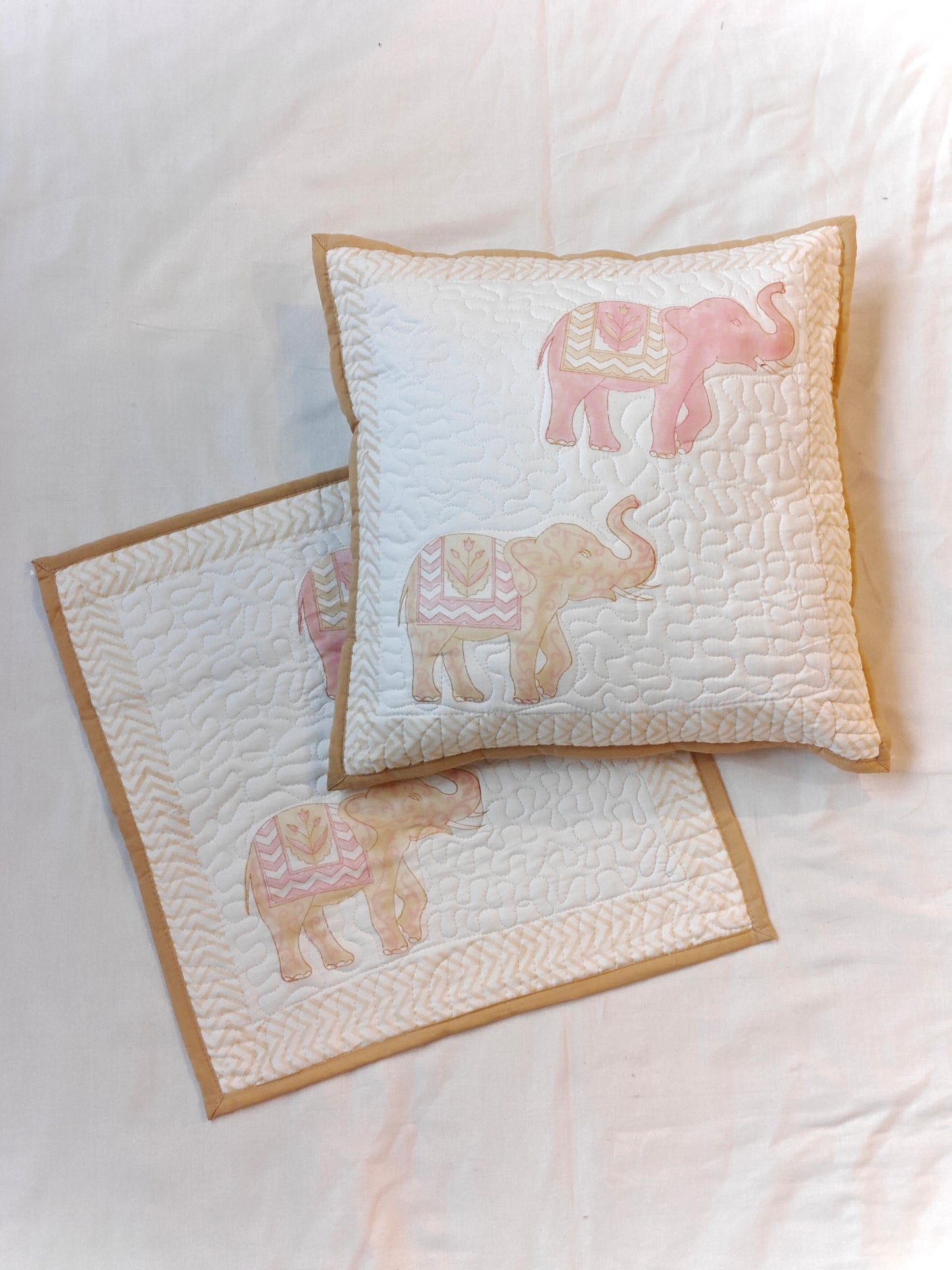 Hand block printed quilted 16 x 16 inch cotton cushion cover - single - multiple designs available