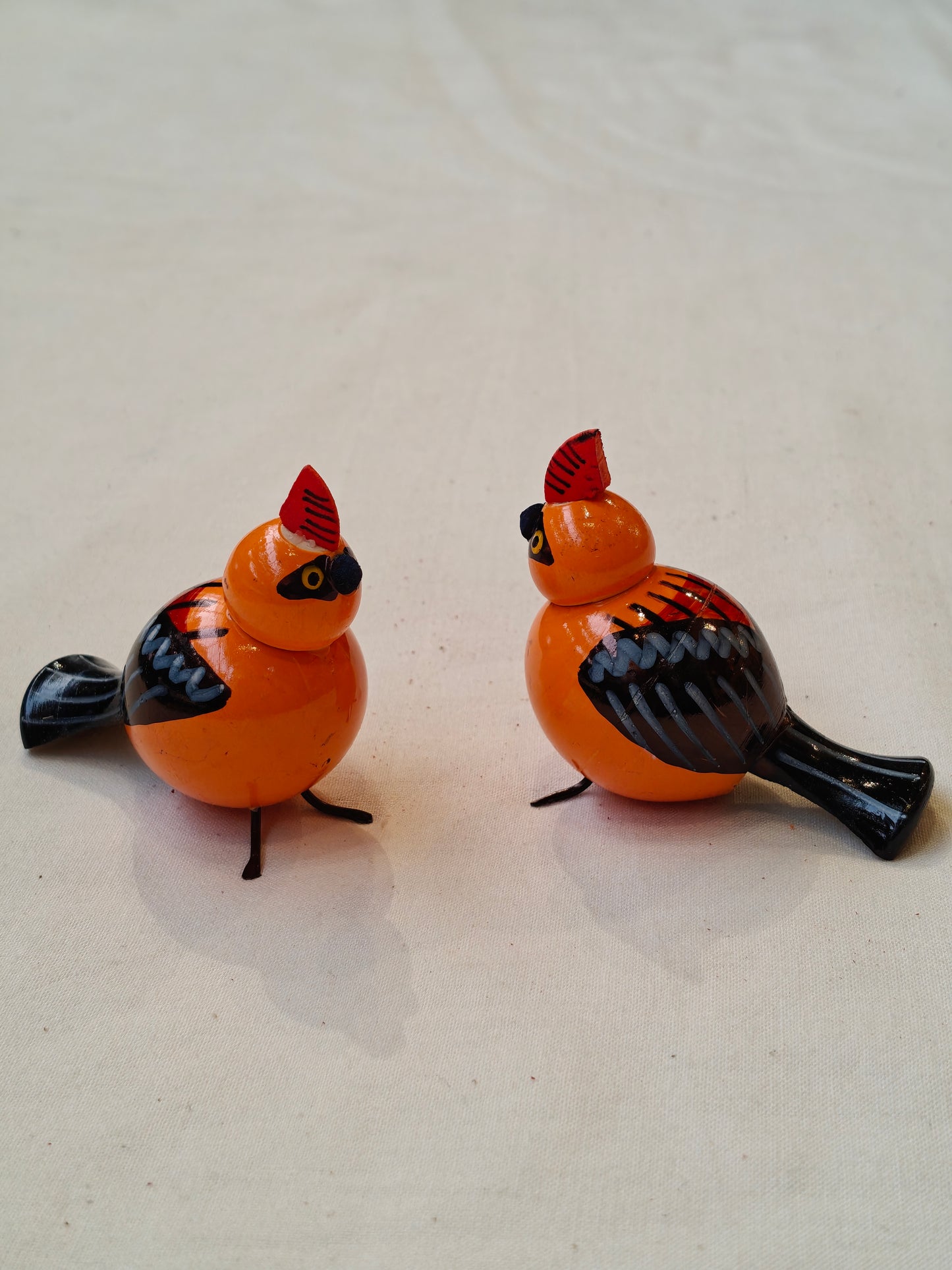 Colourful hand-painted, handcrafted wooden birds - color options available