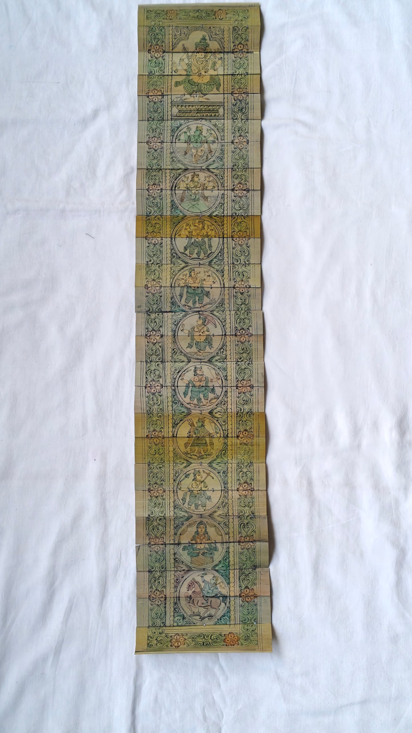 Patachitra hand-painted ganesh ji and dasavatar on palm leaves