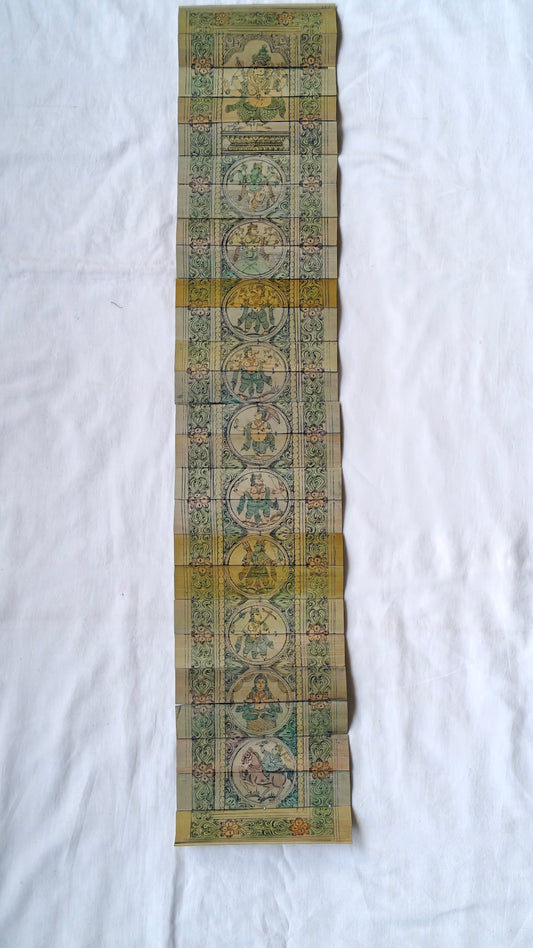 Patachitra hand-painted ganesh ji and dasavatar on palm leaves
