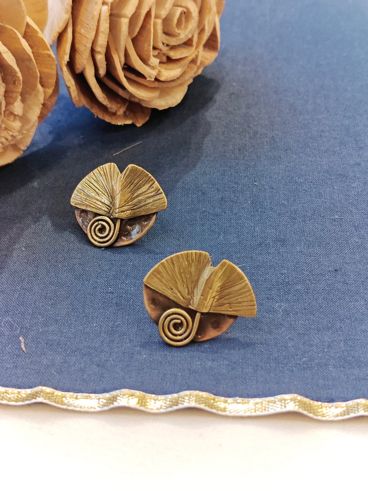 Leaf design handcrafted stud earrings