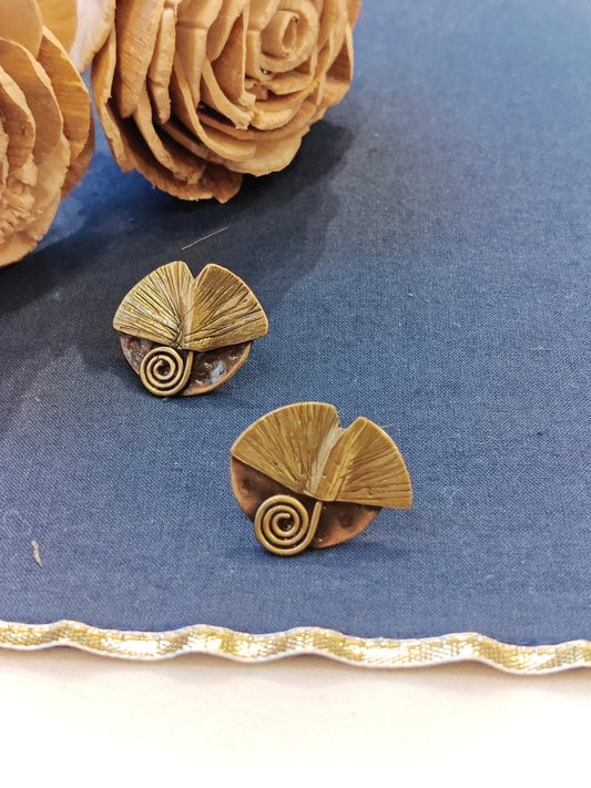 Leaf design handcrafted stud earrings