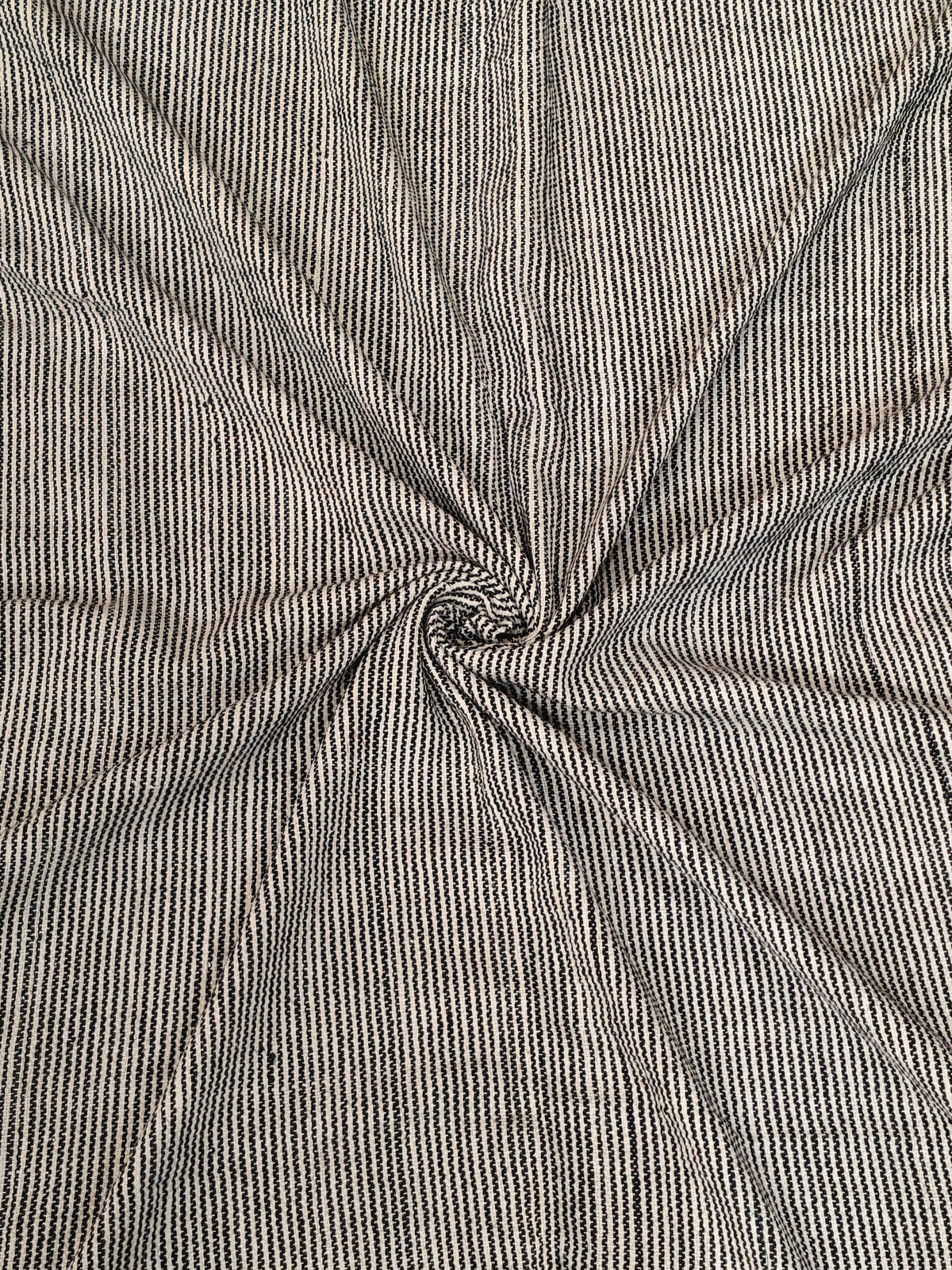 Black and white striped woven texture khadi cotton fabric