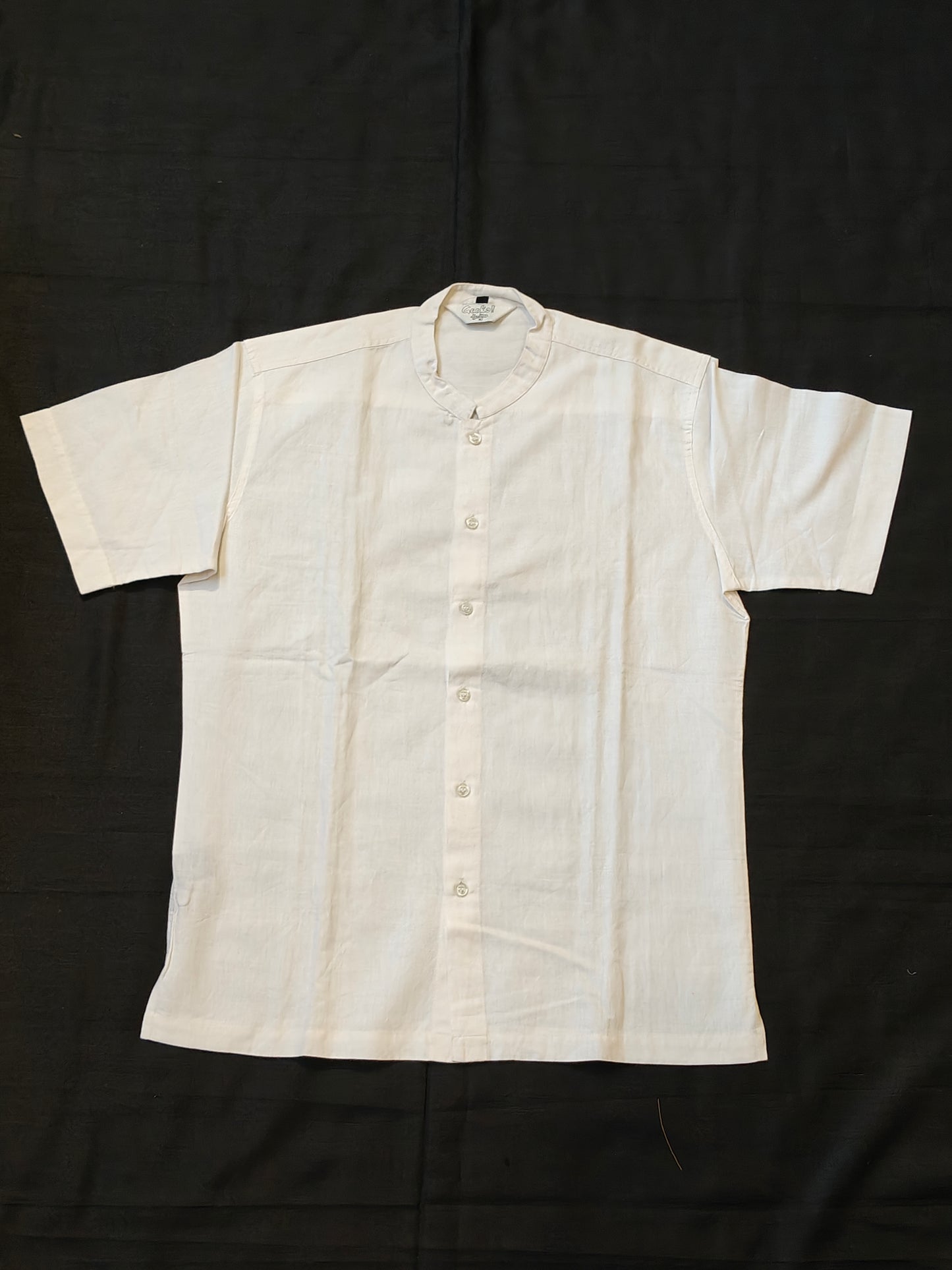 Plain white linen short sleeved shirt for men