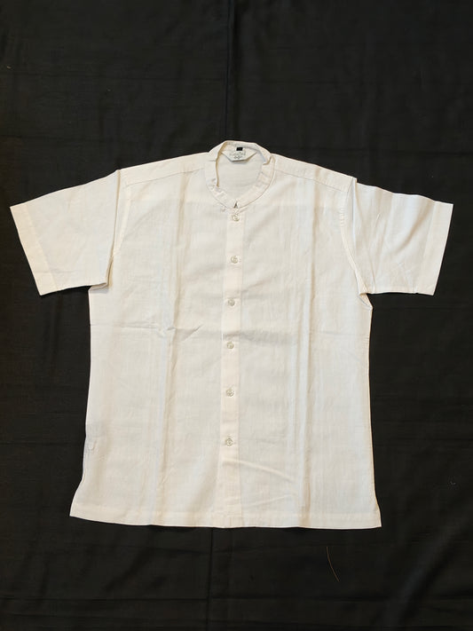 Plain white linen short sleeved shirt for men