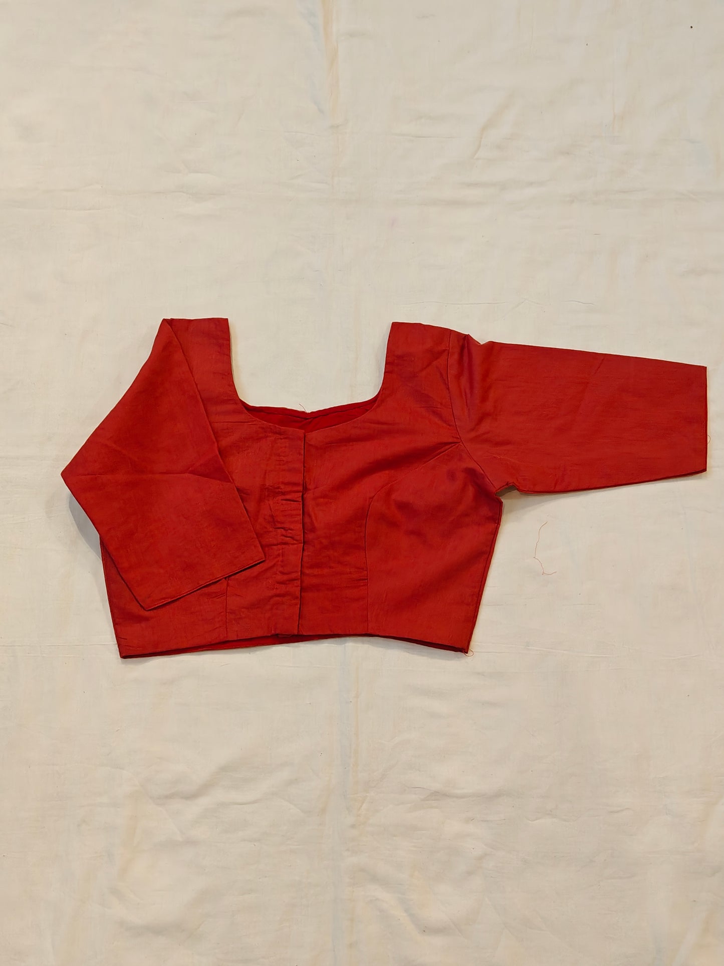 Plain red cotton front open blouse