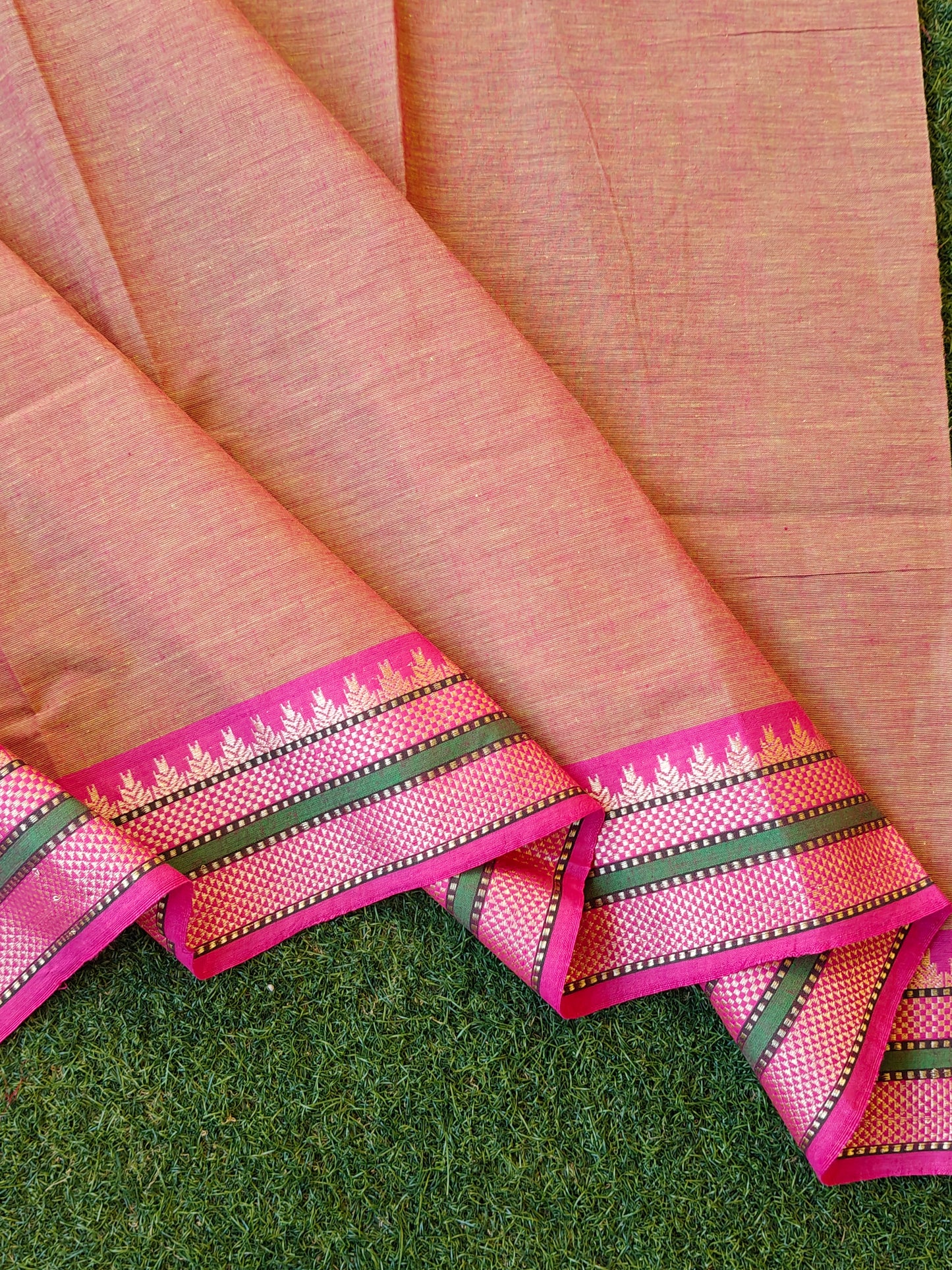 Narayanpet cotton unstitched blouse piece with borders - return gifts for pooja