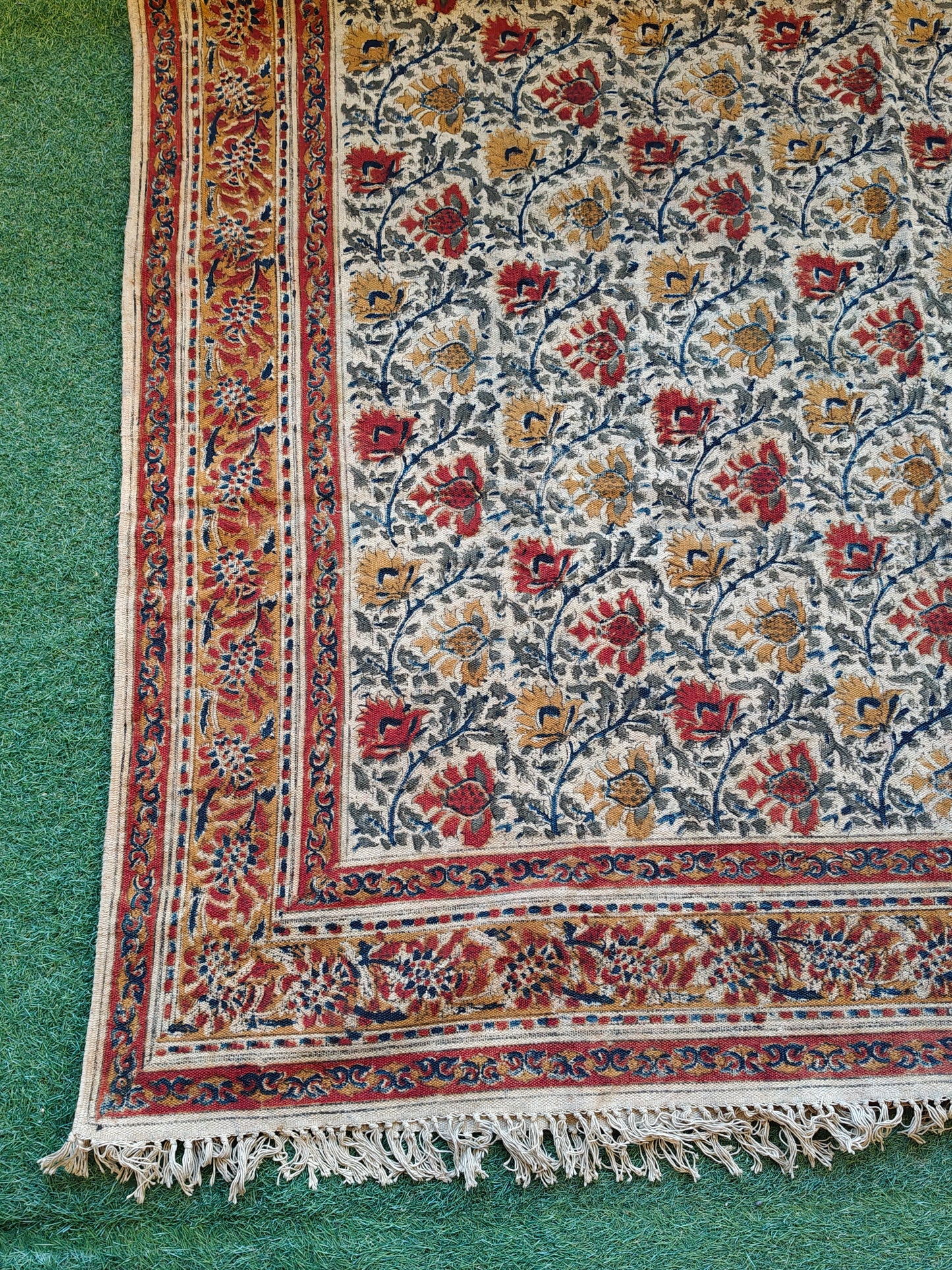 6 × 9 feet cotton Kalamkari hand block printed carpets