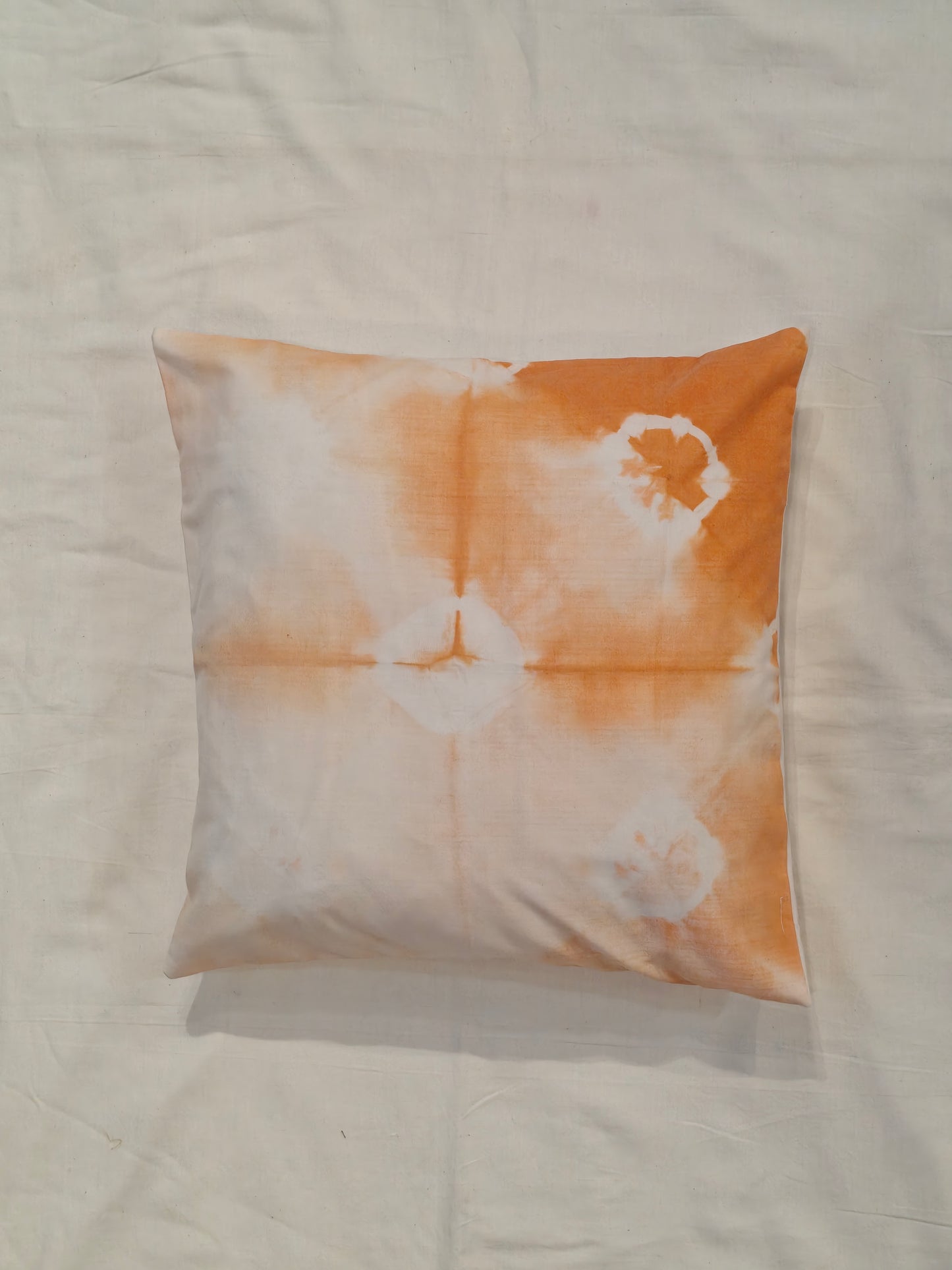 Orange tie and dye cotton cushion cover