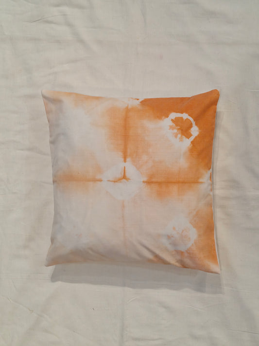 Orange tie and dye cotton cushion cover