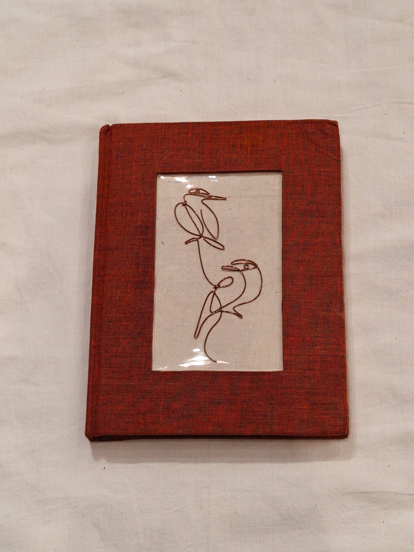Copper line art covered handmade paper notebook - handcrafted gifts - designs and colors available