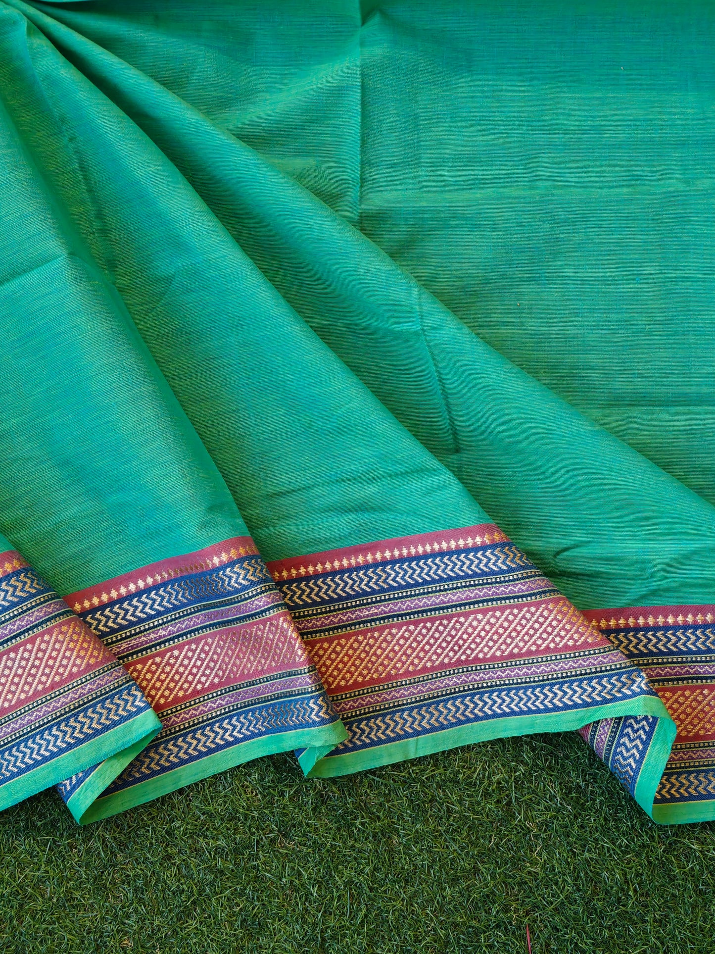 Narayanpet cotton unstitched blouse piece with borders - return gifts for pooja