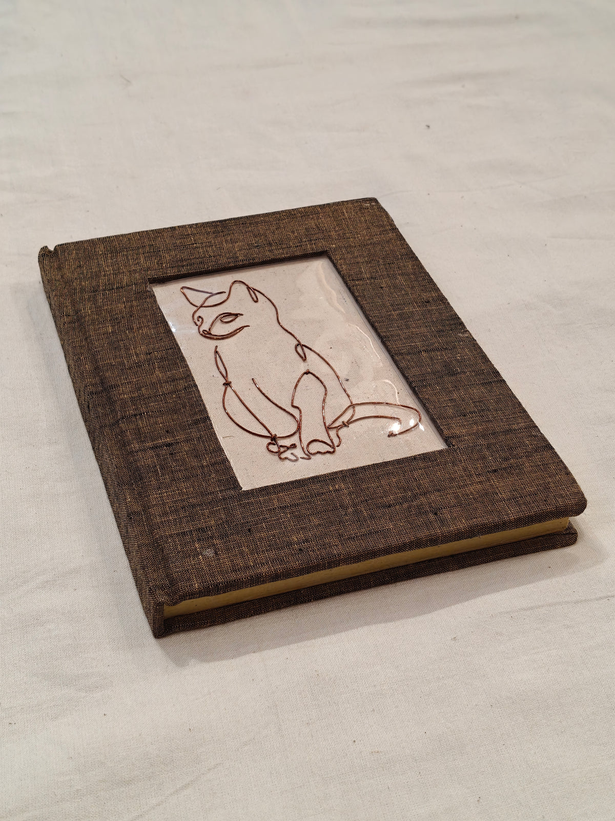 Copper line art covered handmade paper notebook - handcrafted gifts - designs and colors available