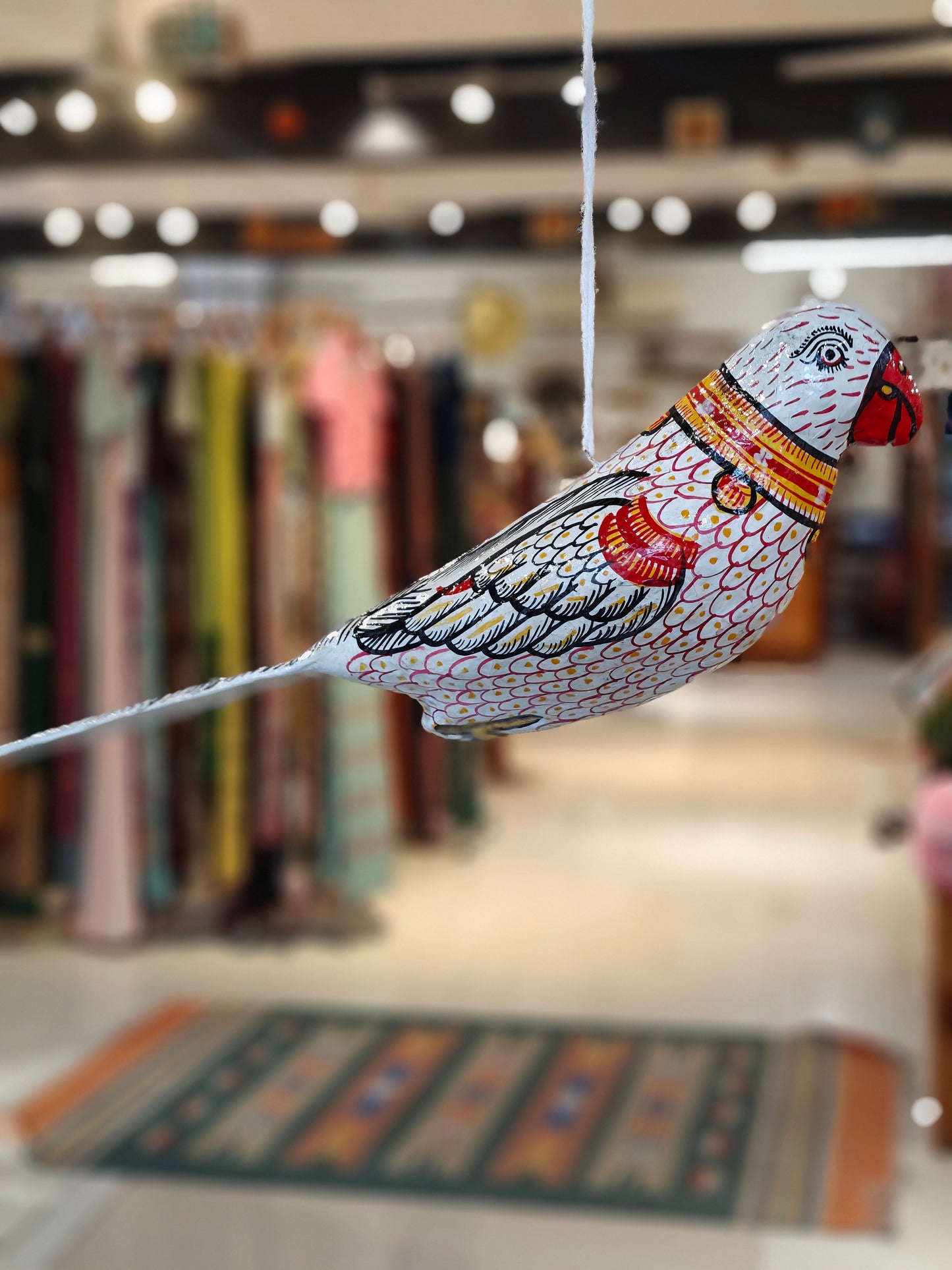 Patachitra colorful hand-painted papier mache parrots - multiple colors available
