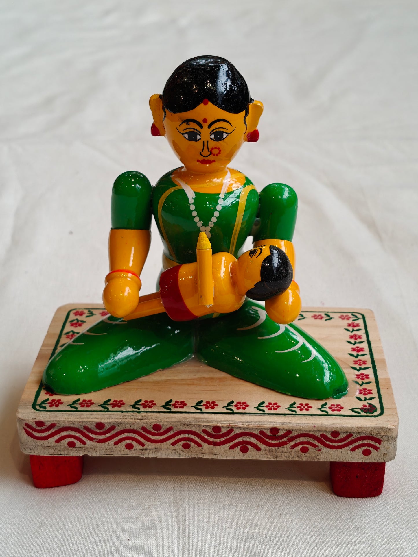 Mother and baby in her lap - handcrafted wooden decor