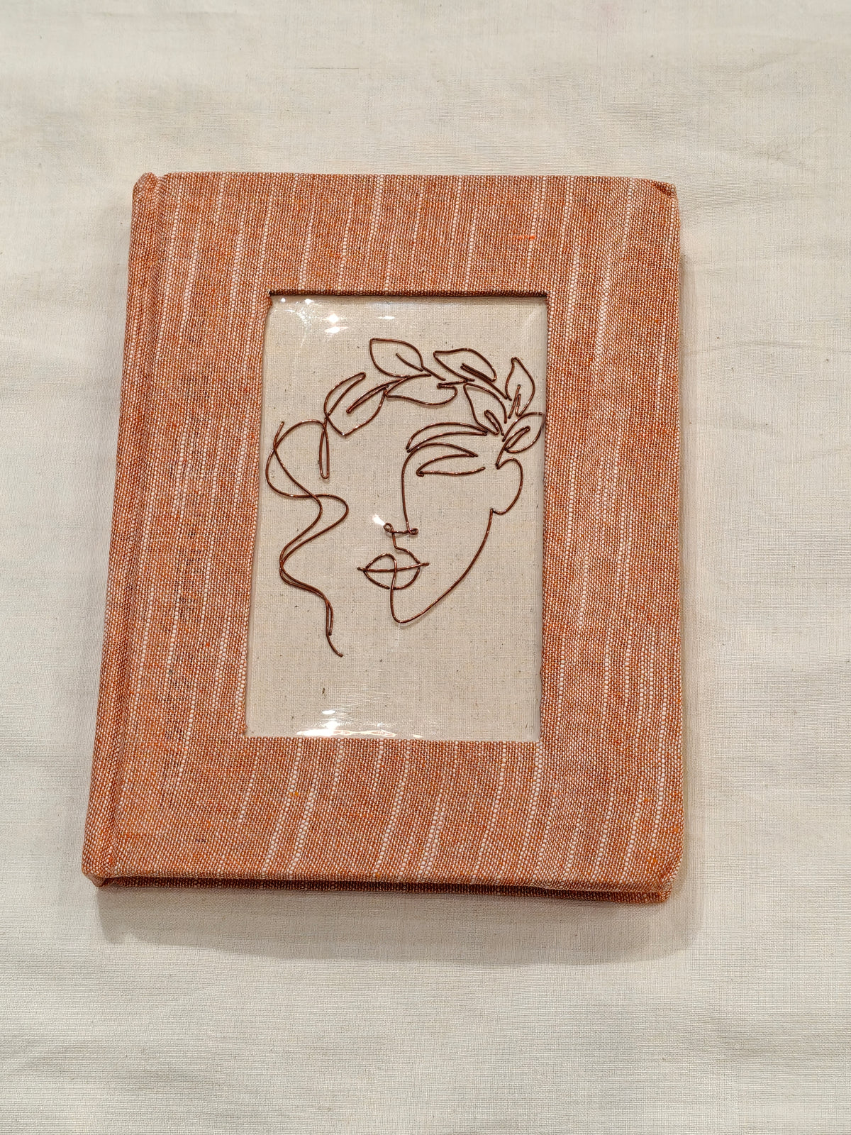 Copper line art covered handmade paper notebook - handcrafted gifts - designs and colors available